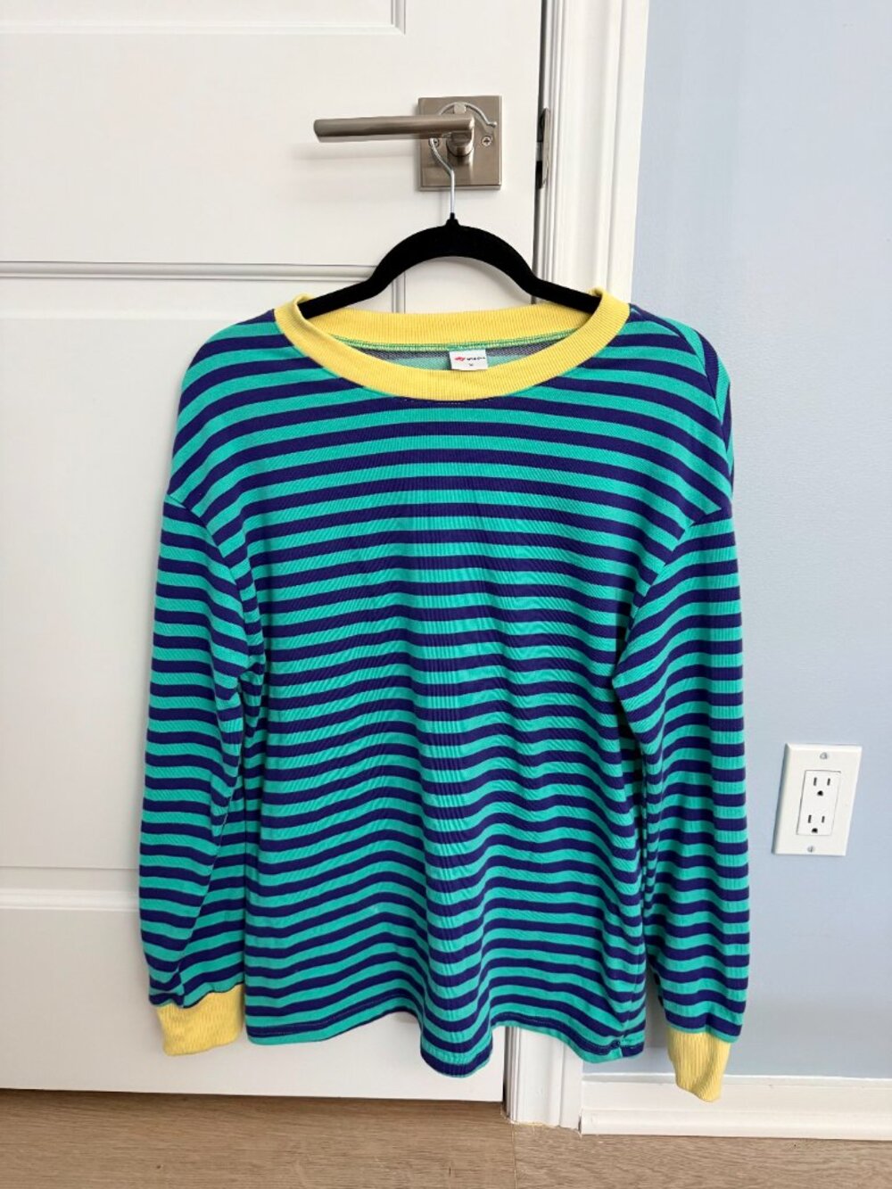 Green & Navy Striped Long-Sleeve Top